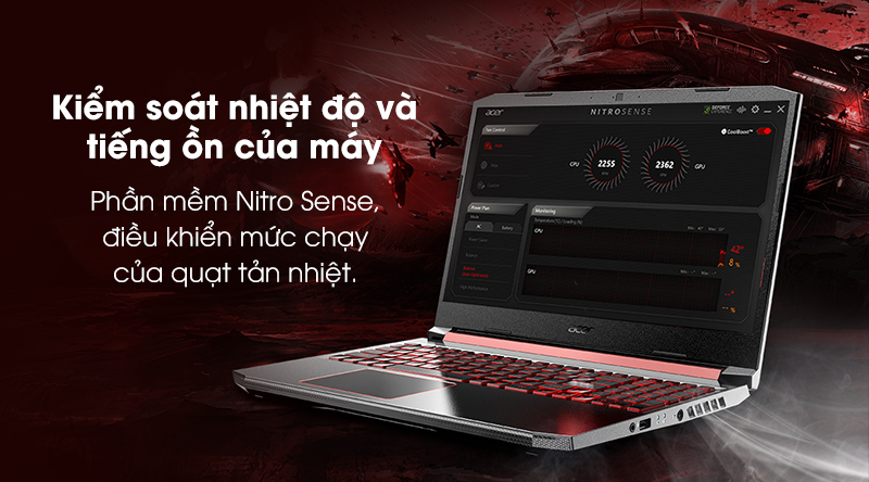 Laptop Acer Gaming Nitro 5 AN515-55-73VQ NH.Q7RSV.001 (Core i7-10750H/ 8GB/ 512GB SSD/ GTX1650 4G DDR6/ 15.6 FHD/ Win 10) - Hàng Chính Hãng