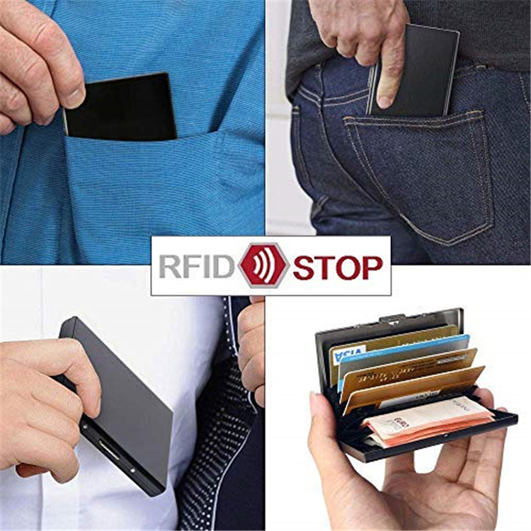 Ultra Thin Metal Card Holder RFID Blocking Credit Card Case Wallet with 6 Slot