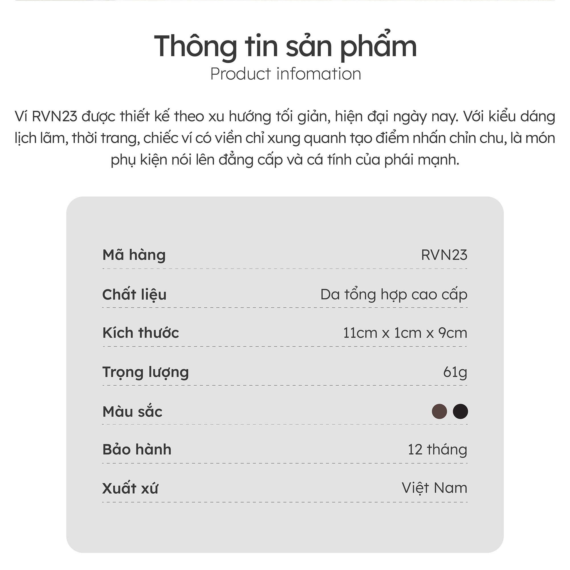 Ví nam da bò Trita ( Thời trang nam dáng ngang basic - Ví da RVN23 )