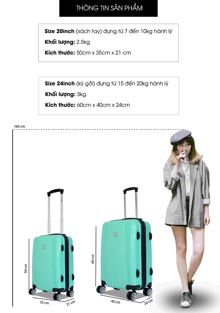 Vali Nhựa Dẻo TRIP PP103 - Xanh Ngọc