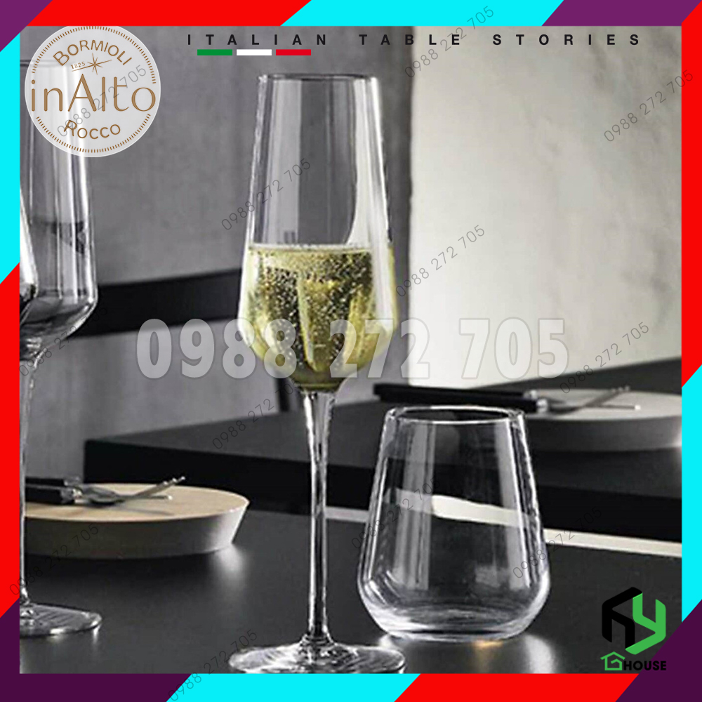 Ly uống rươ u sâm panh cao cấp,champagne thủy tinh, wine glass Inalto 280ml - Bormioli Rocco-1