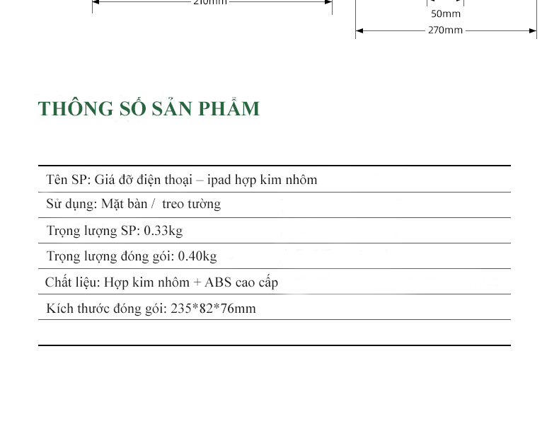 Giá Đỡ Điện Thoại Máy Tính Bảng (4-12 inches) Đề Bàn Hoặc Treo Tường Hợp Kim Nhôm Nguyên Khối Cao Cấp – Gấp Gọn Tiện Lợi – Hàng Chính Hãng