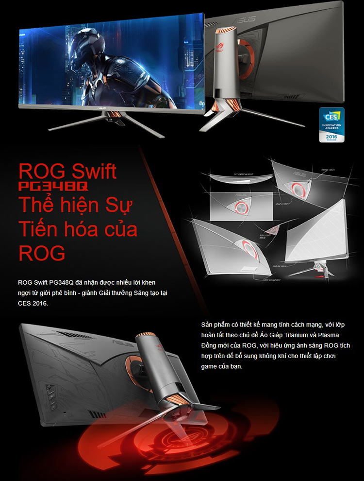 Màn Hình Game Cong ASUS ROG Swift PG348Q 34 inch 2K Ultra Wide (2048 x 1080) 5ms 100Hz G-Syns IPS - Hàng Chính Hãng