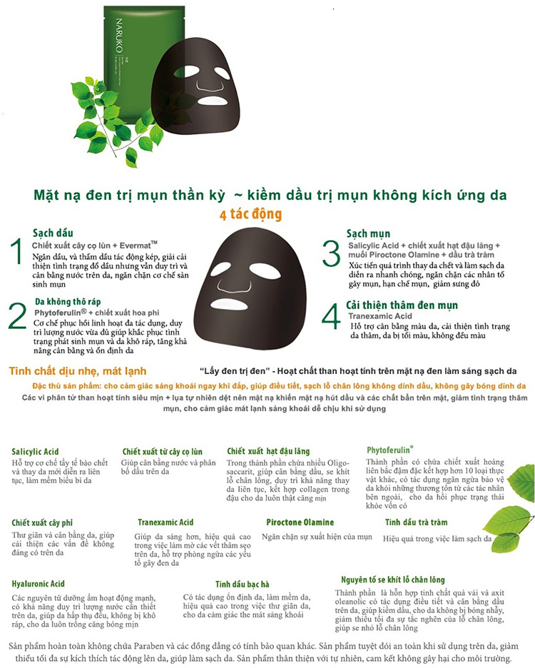 Mặt Nạ Kiểm Soát Dầu Và Mụn Naruko Tràm Trà - Tea Tree Shine Control And Blemish Clear Mask (8 Miếng / Hộp)
