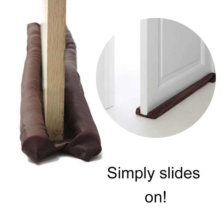 Practical Door Twin Draft Guard Wind Air Dust Insulator Door Stopper Energy Saving Protector Doorstop Brown