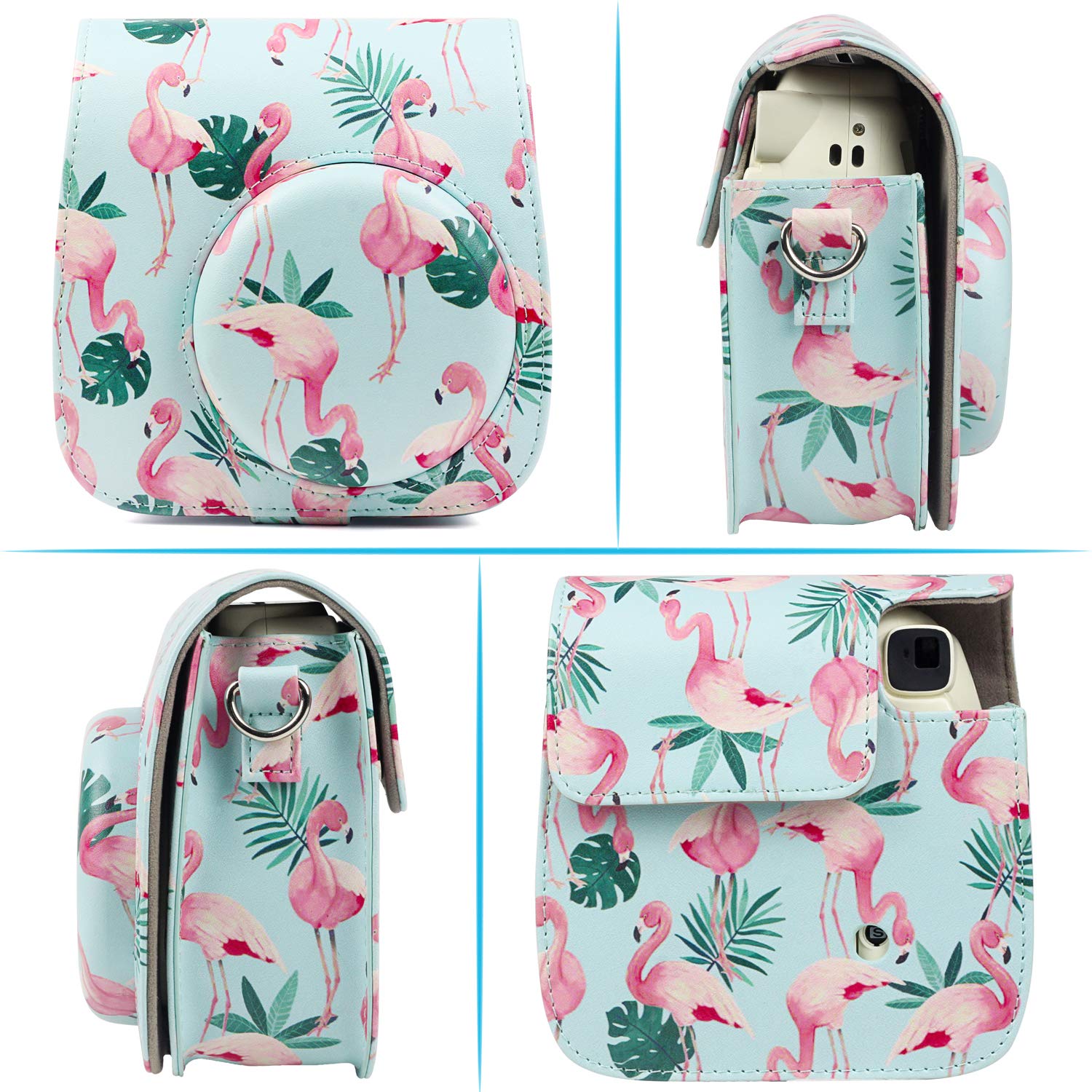 Bao Da Bảo Vệ Máy Chụp Ảnh Lấy Liền Instax Mini 9 / Mini 8 - Leaves Flamingo