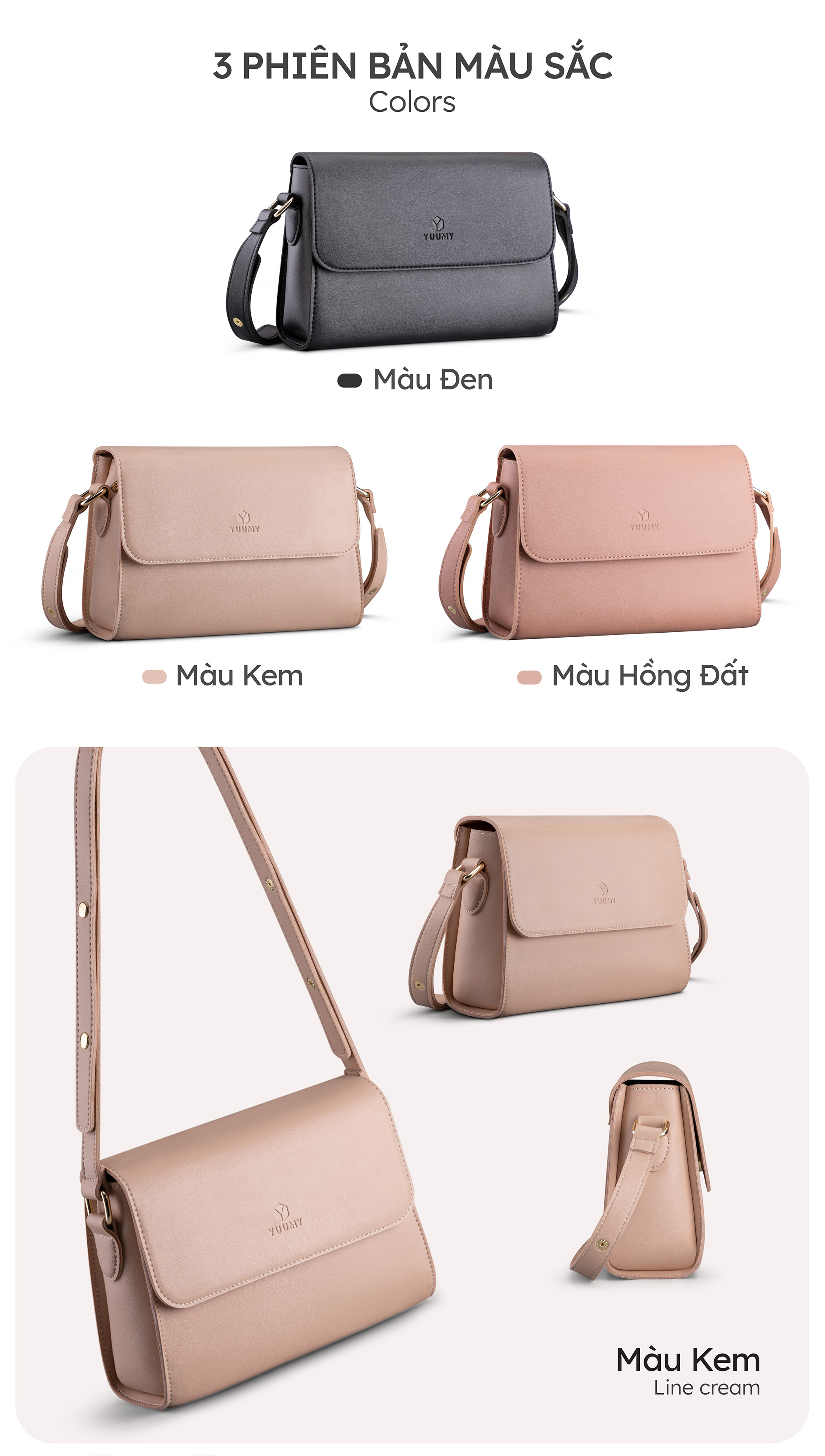 Túi Yuumy ( Thời trang nữ nắp gập dạng hộp size 21 - Túi đeo chéo da Seasand YN155 )
