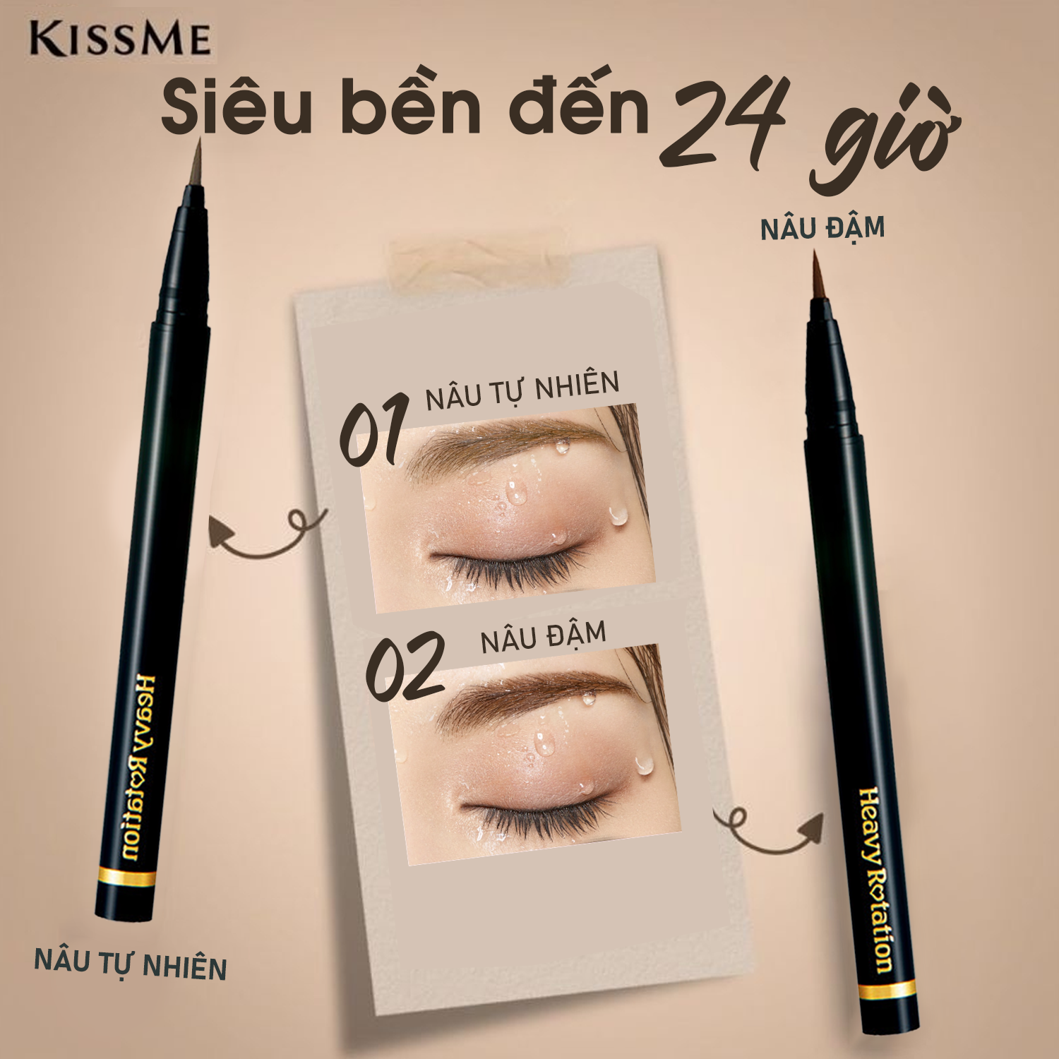 Bút Nước Kẻ Lông Mày Không Lem Trôi - Nét Vẽ Siêu Mịn Kissme Heavy Rotation (8G)