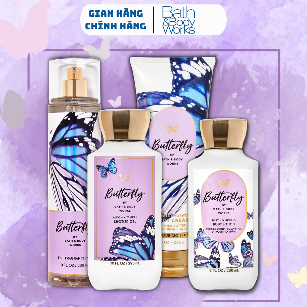 Body Mist Bath And Body Works Nam Nữ Chính Hãng Butterfly, Xịt Thơm Body Toàn Thân Hương Nước Hoa 236ml