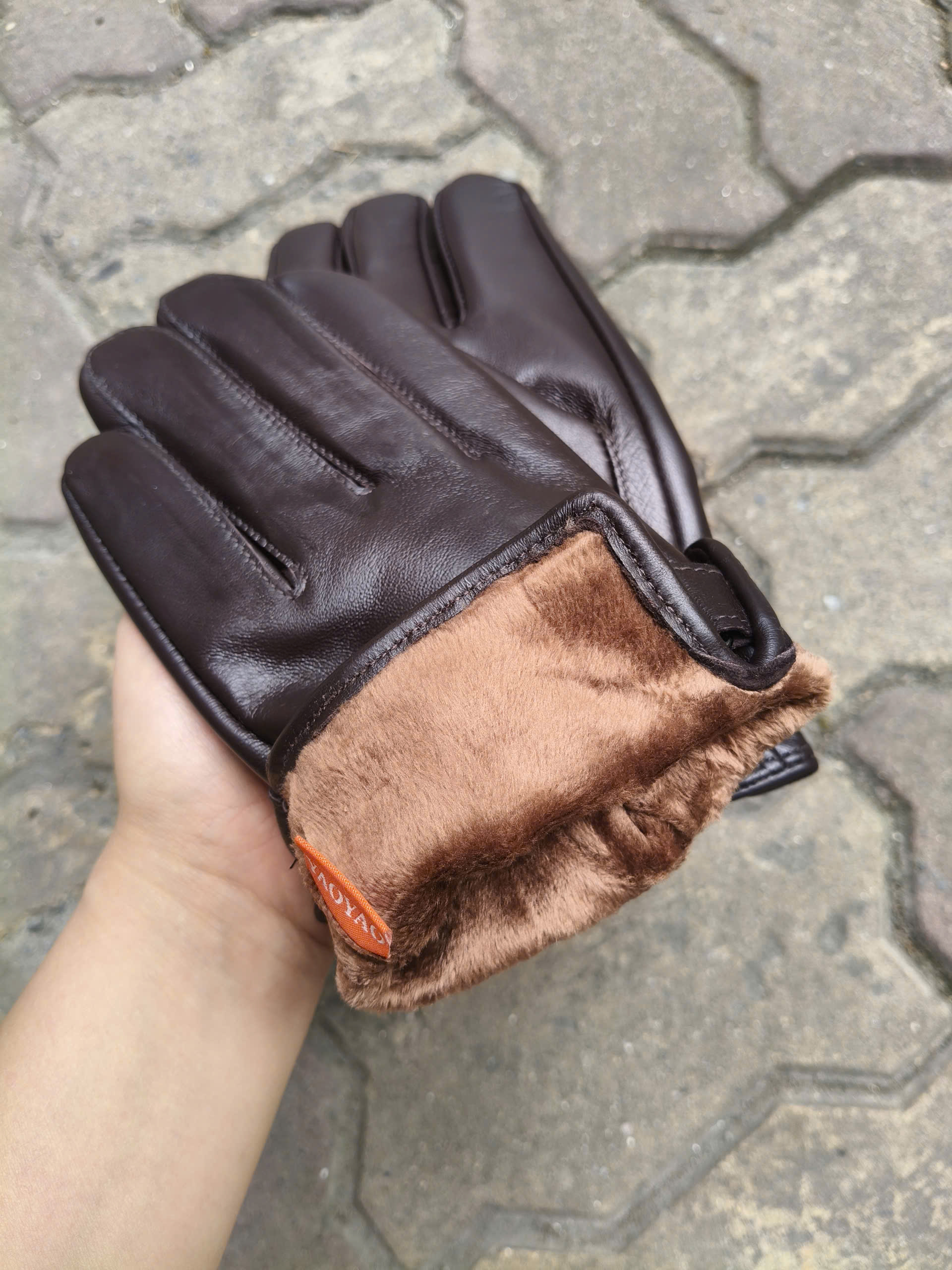 Găng tay nam da cừu BHY8791 Bao tay da cừu nam. Cảm ứng. Hàng chính hãng