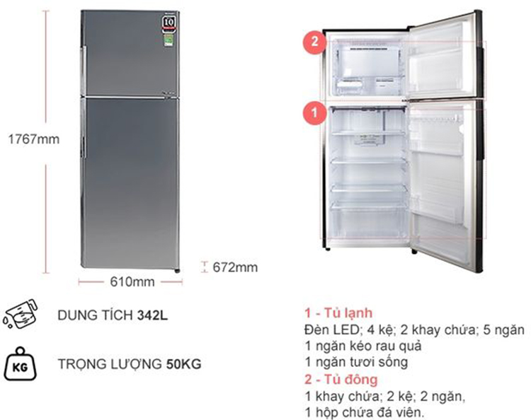 Tủ lạnh Sharp 2 cánh