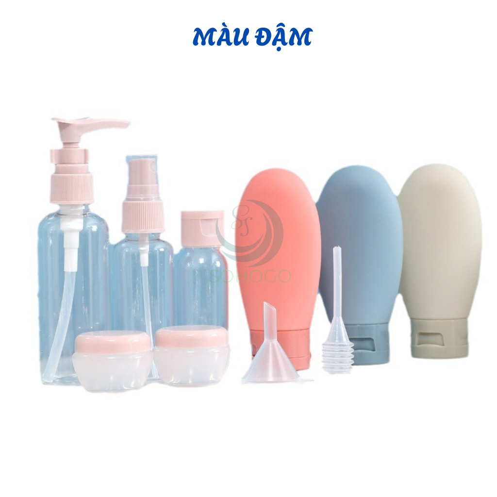 Bộ 11 Lọ Chiết Mỹ Phẩm Du Lịch Tiện Dụng Kèm Túi Đựng 11 Món- Chọn màu-Combo 11 Món Chai Chiết Du Lịch Cao Cấp – Silicone Mềm, Đa Dụng, Chuẩn Mang Lên Máy Bay