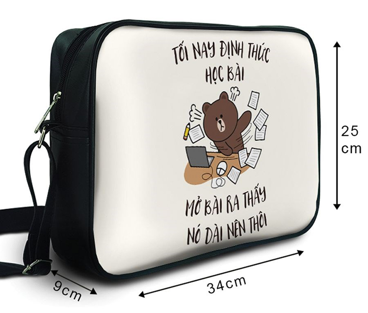 Túi Đeo Chéo Hộp Unisex Gấu Định Thức Học Bài - TCFU250