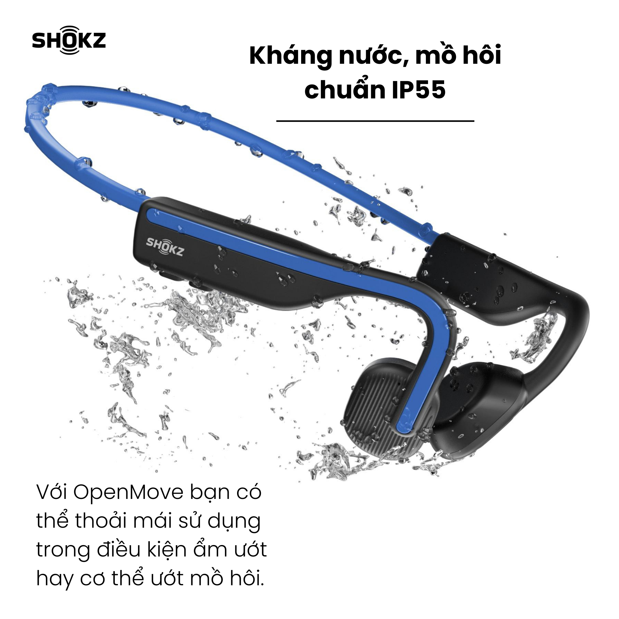 Tai Nghe Bluetooth Thể Thao Truyền Âm Thanh Qua Xương SHOKZ OPEN MOVE S661 Màu Xanh - Hàng chính hãng