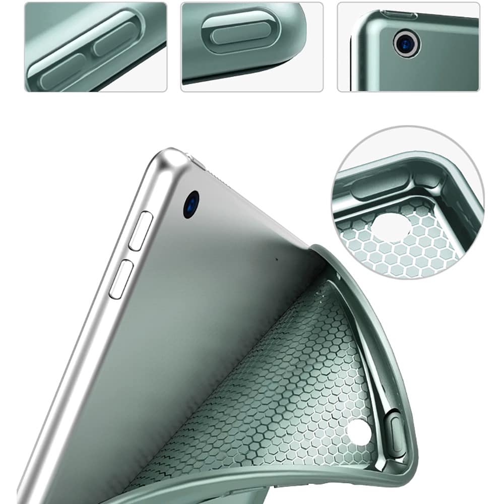 BAO DA SMART COVER SILICON, ỐP LƯNG SILICON CHO IPAD CÓ KHE CÀI BÚT APPLE PENCIL CHO IPAD 10.2 INCH, 10.5 INCH, IPAD PRO 11 INCH, IPAD AIR 4 10.9 INCH MÀU XANH RÊU