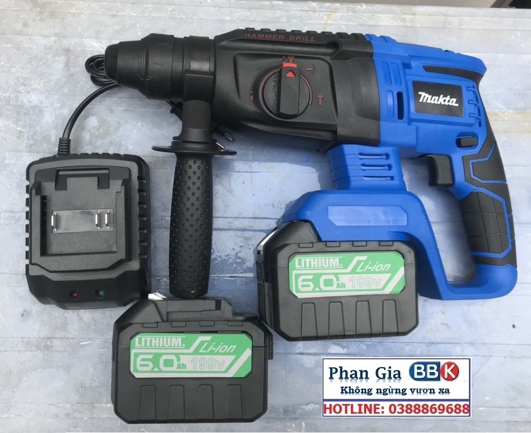 Máy khoan Bê tông MKT 15 CELL, máy không chổi than 100% dây đồng, 2 PIN - BẢO HÀNH 1 NĂM full bộ