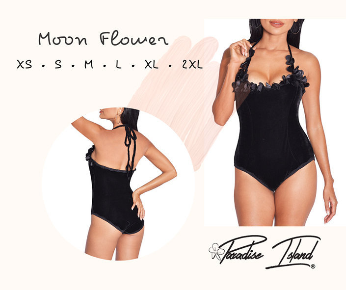 Đồ tắm, đồ bơi nữ một mảnh liền thân nhung đen thời trang cao cấp Moon Flower (42-70Kg) chính hãng Paradise Island