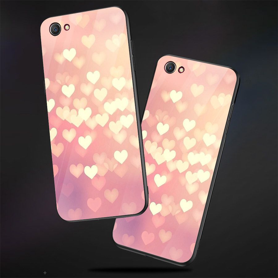 Ốp điện thoại kính cường lực cho máy Oppo F5 - trái tim tình yêu MS LOVE023
