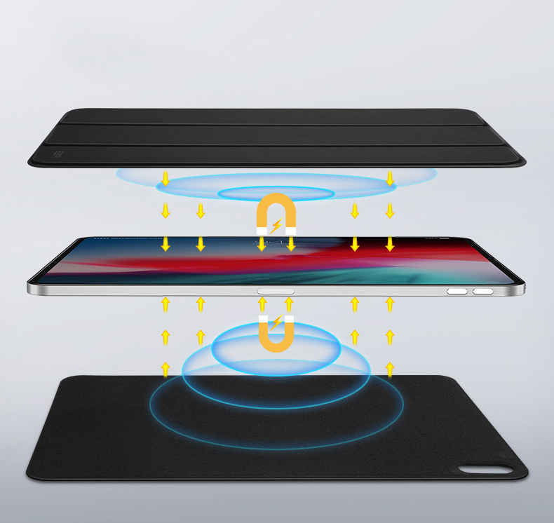 Essence (ESR) Apple iPad Pro11 Cover [2018 Edition] Full Screen Cover Smart Magnetic Double-sided Clip Lightweight Drop-proof Tri-Fold Leather Case Yue Color Series Mystery Black
