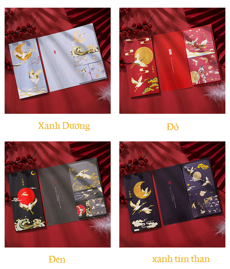 Giấy ghi chú hình chim hạc bay nghệ thuật - phong cách retro