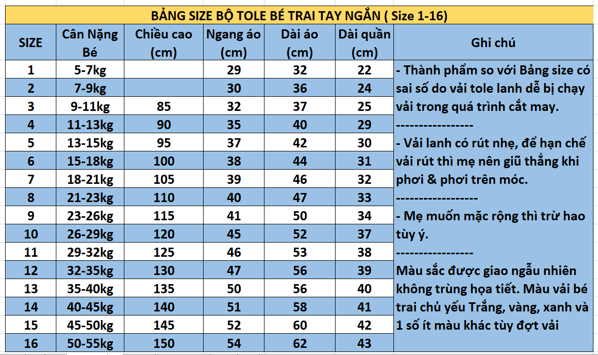 Túi 3 Bộ Đồ Tole Lanh Bé Trai - Mẫu Áo Sát Nách, Quần Đùi - Có 14 Size cho bé 5-45 Kg