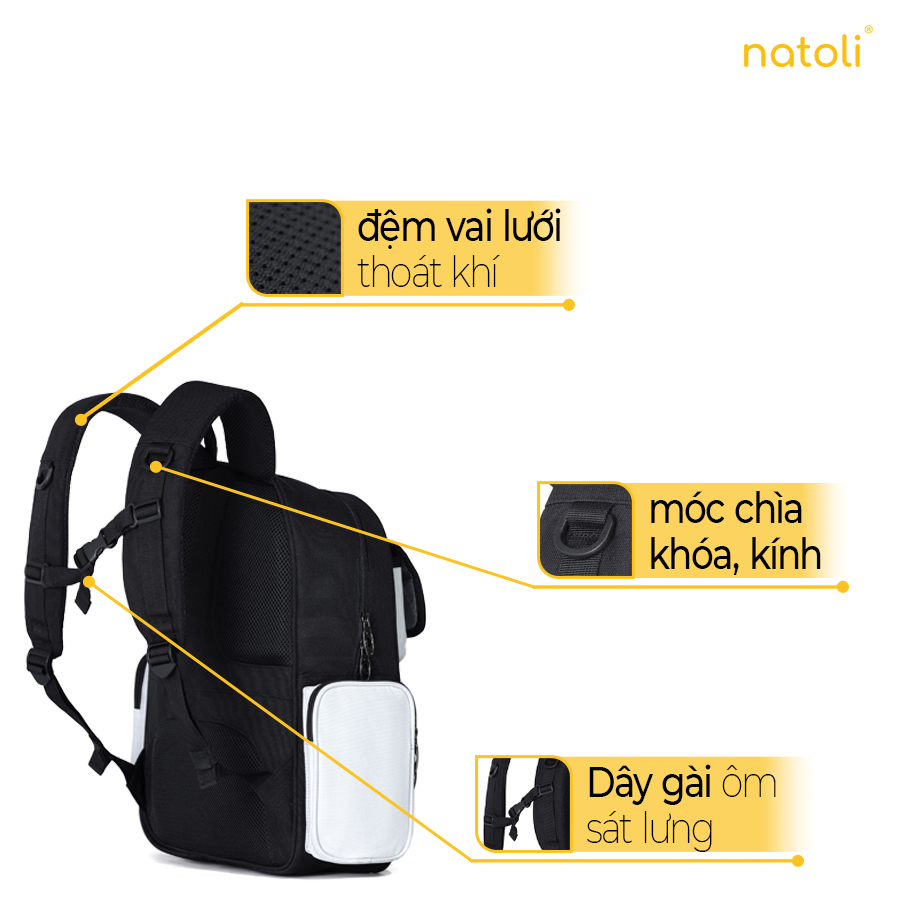 Balo unisex ICON BACKPACK chính hãng NATOLI chất vải canvas fashion kháng nước dày dặn chống sốc