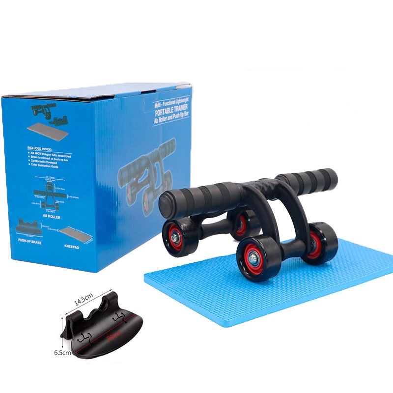 Con Lăn Tập Bụng 4 Bánh + Đệm Lót