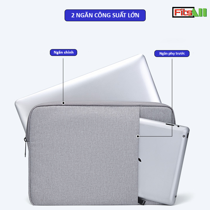 Túi chống sốc bảo vệ cho Macbook, Laptop 13.3 inch, 14.1-15.4 inch và 15.6 inch có 2 ngăn riêng biệt, chống thấm nước, chống mài mòn phù hợp cho cả nam và nữ FitsAll TCS02 4