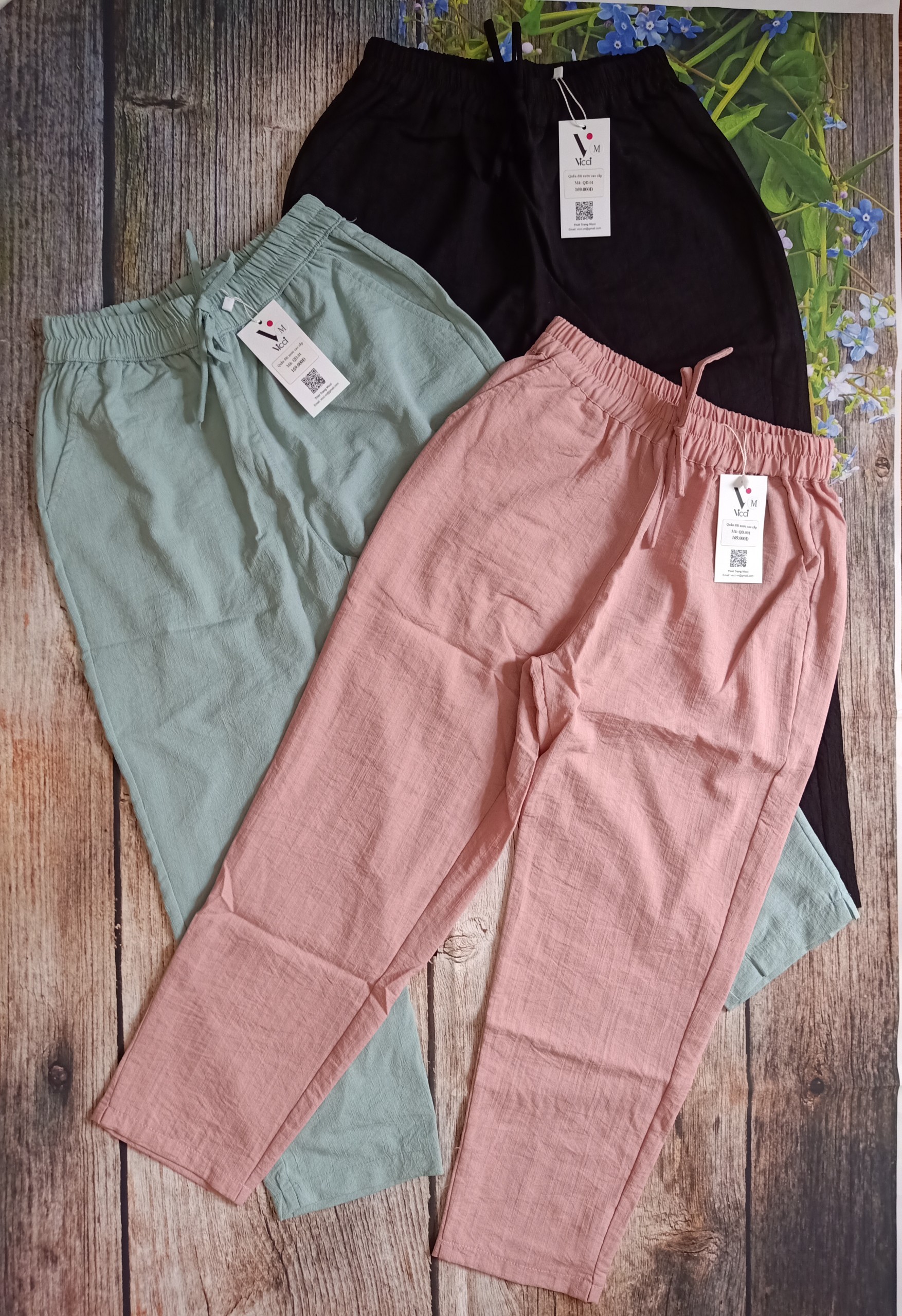 Quần baggy đũi xước Vicci vải cao cấp nhiều màu