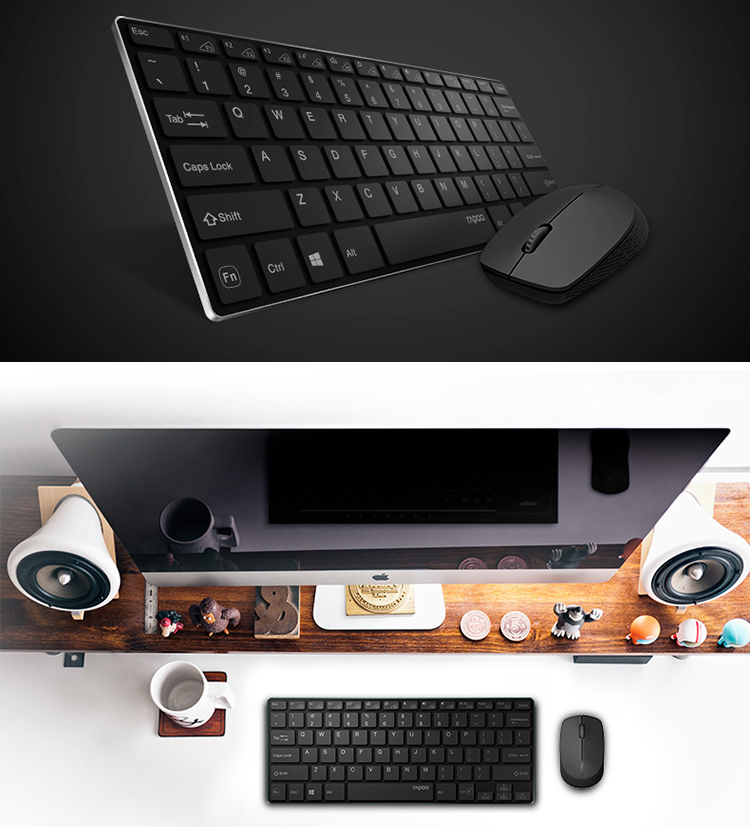 Bộ Chuột + Bàn Phím Bluetooth Không Dây Rapoo 9000M