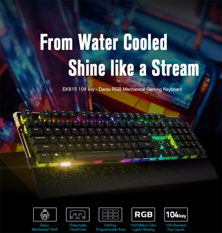Bàn Phím Cơ Có Dây DareU EK815 Multi LED Color Fullsize - Hàng Chính Hãng