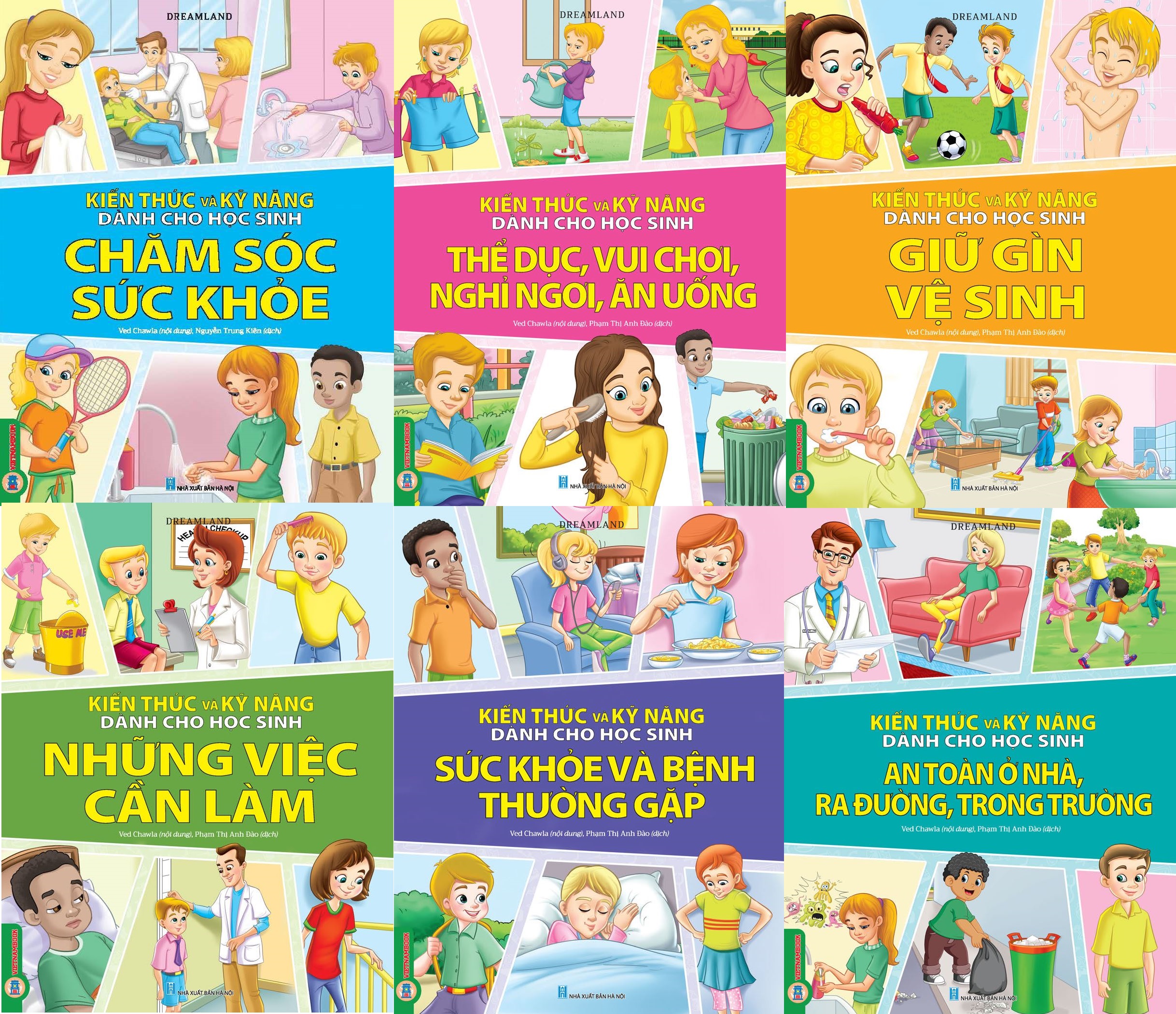 Combo 6 Quyển Kiến Thức Và Kỹ Năng Dành Cho Học Sinh: Chăm Sóc Sức Khoẻ + Thể Dục, Vui Chơi, Nghỉ Ngơi, Ăn Uống + Giữ Gìn Vệ Sinh + Những Việc Cần Làm + Sức Khoẻ Và Bệnh Thường Gặp + An Toàn Ở Nhà, Ra Đường, Trong Trường