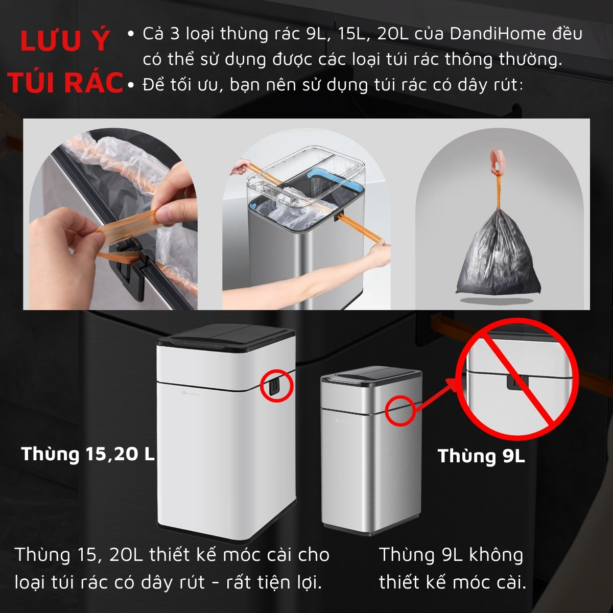Thùng rác thông minh cảm ứng tự động đóng mở DandiHome - Tặng pin sạc Micro usb