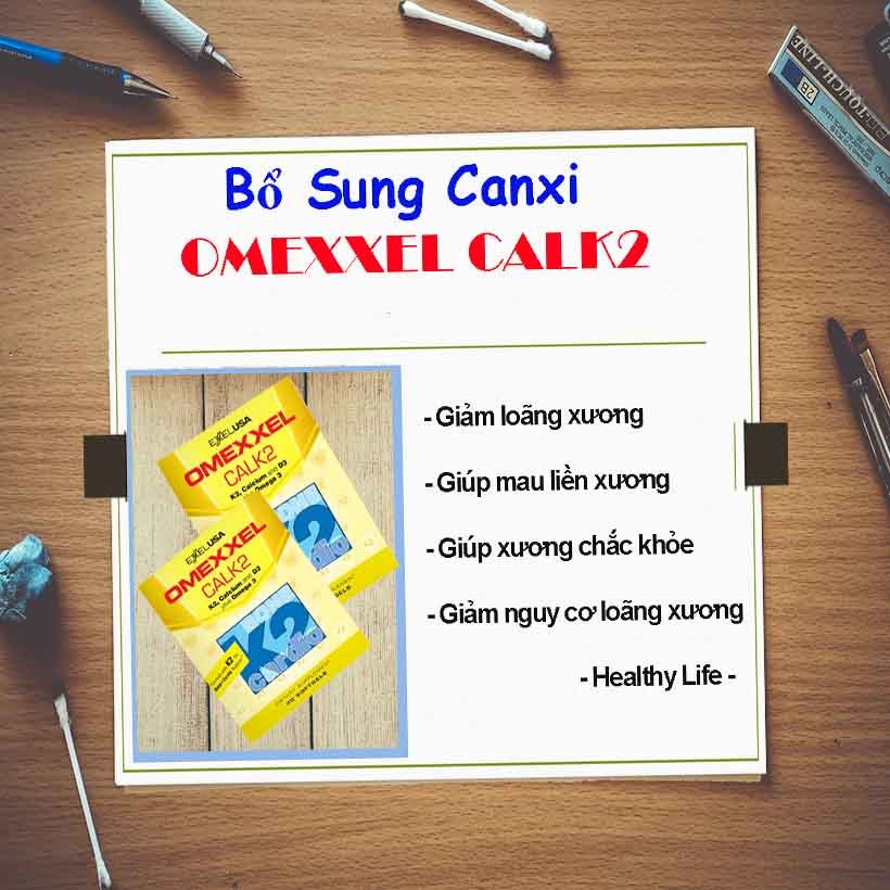 combo 2 hộp thực phẩm chức năng viên uống bổ sung canxi omexxel calk2 (hộp 30 viên) 2