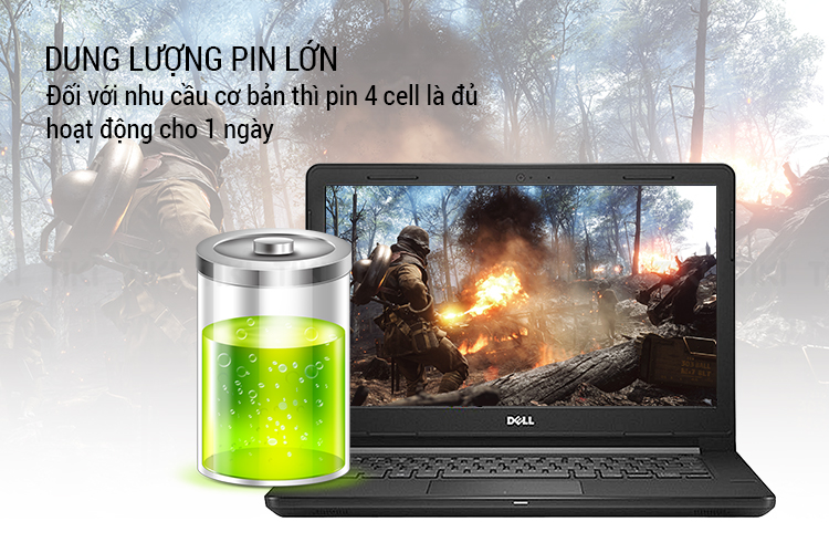 Laptop Dell Vostro 3478 R3M961 Core i5-8250U/Dos (14 inch) - Black - Hàng Chính Hãng