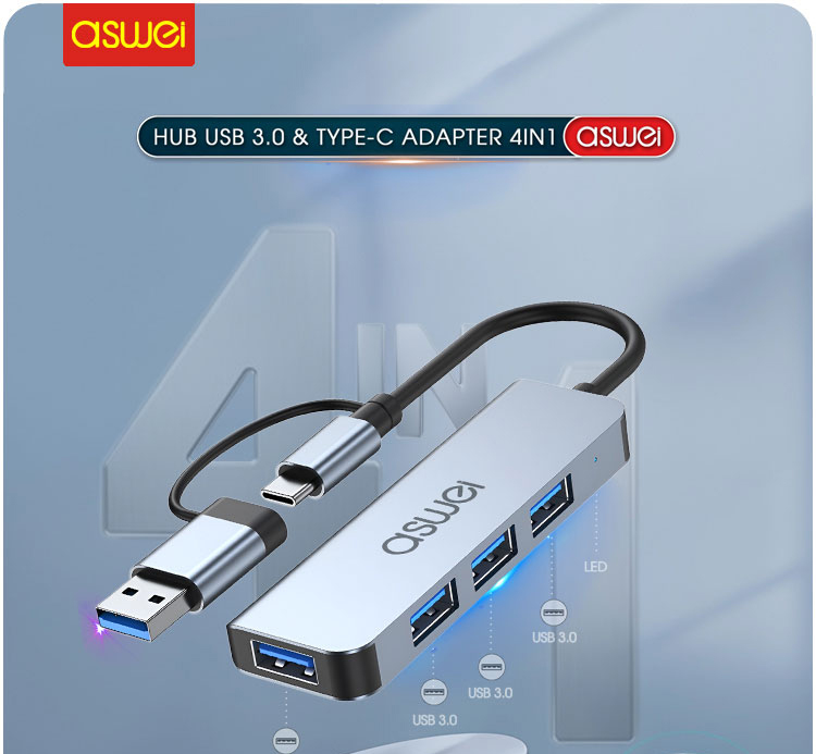 hub type c, hub chuyển đổi usb type c aswei