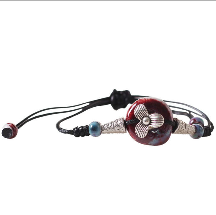 Vòng tay gốm cổ truyền mix hoa dễ thương VGOM47