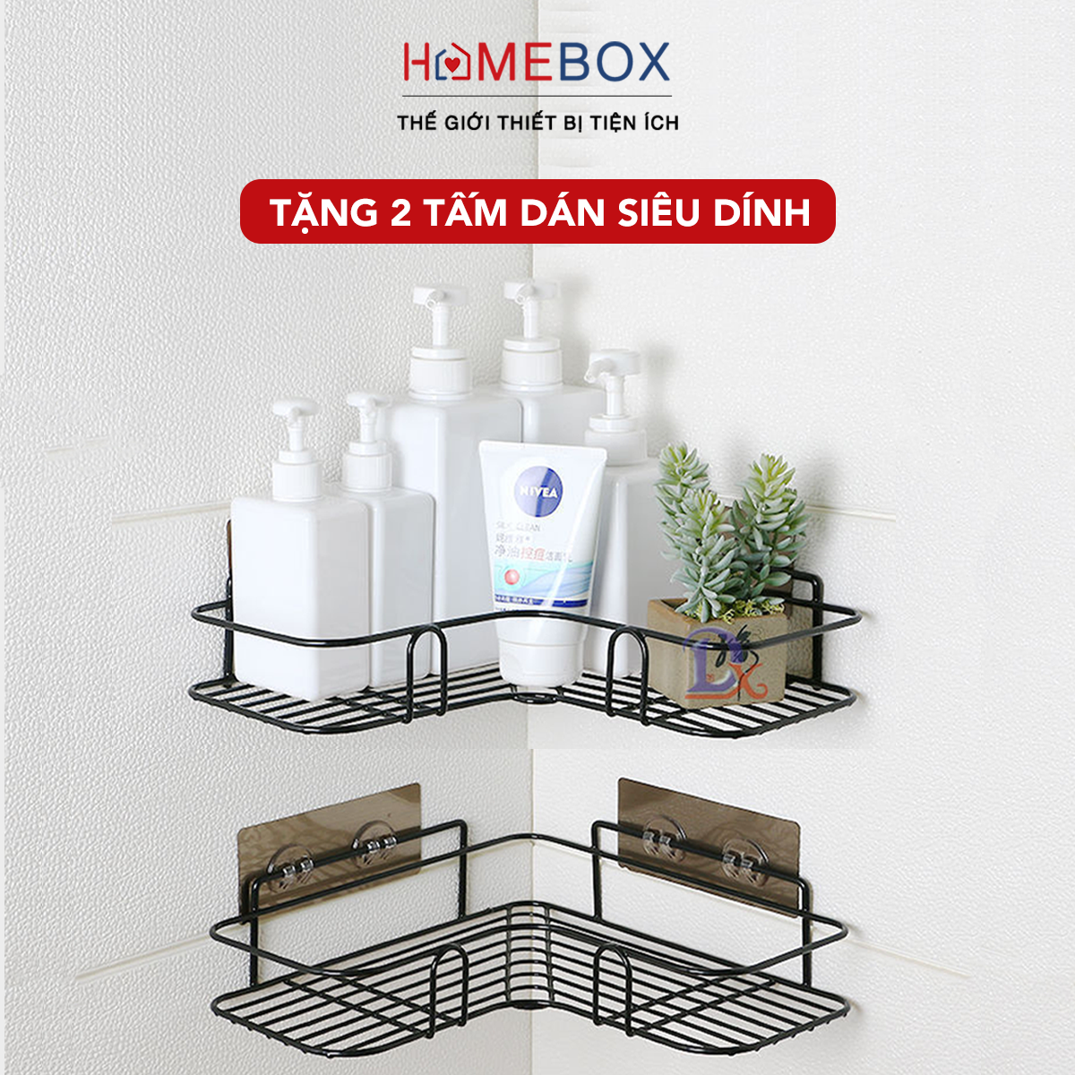 Kệ Góc Nhà Tắm - Có Sơn Tĩnh Điện, Kệ Dán Tường Nhà Tắm, Nhà Bếp Siêu Dính - Tặng Kèm Tấm Dán - Hàng Chính Hãng