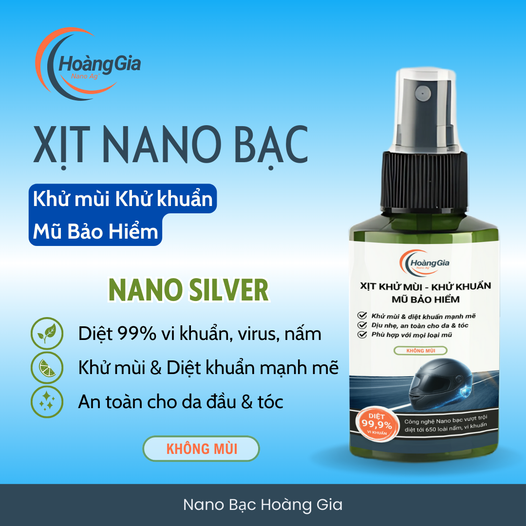 Xịt Khử Mùi Mũ Bảo Hiểm Nano Bạc Hoàng Gia Diệt Khuẩn Khử Mùi, Bảo Vệ Da Đầu & Tóc - 100ml