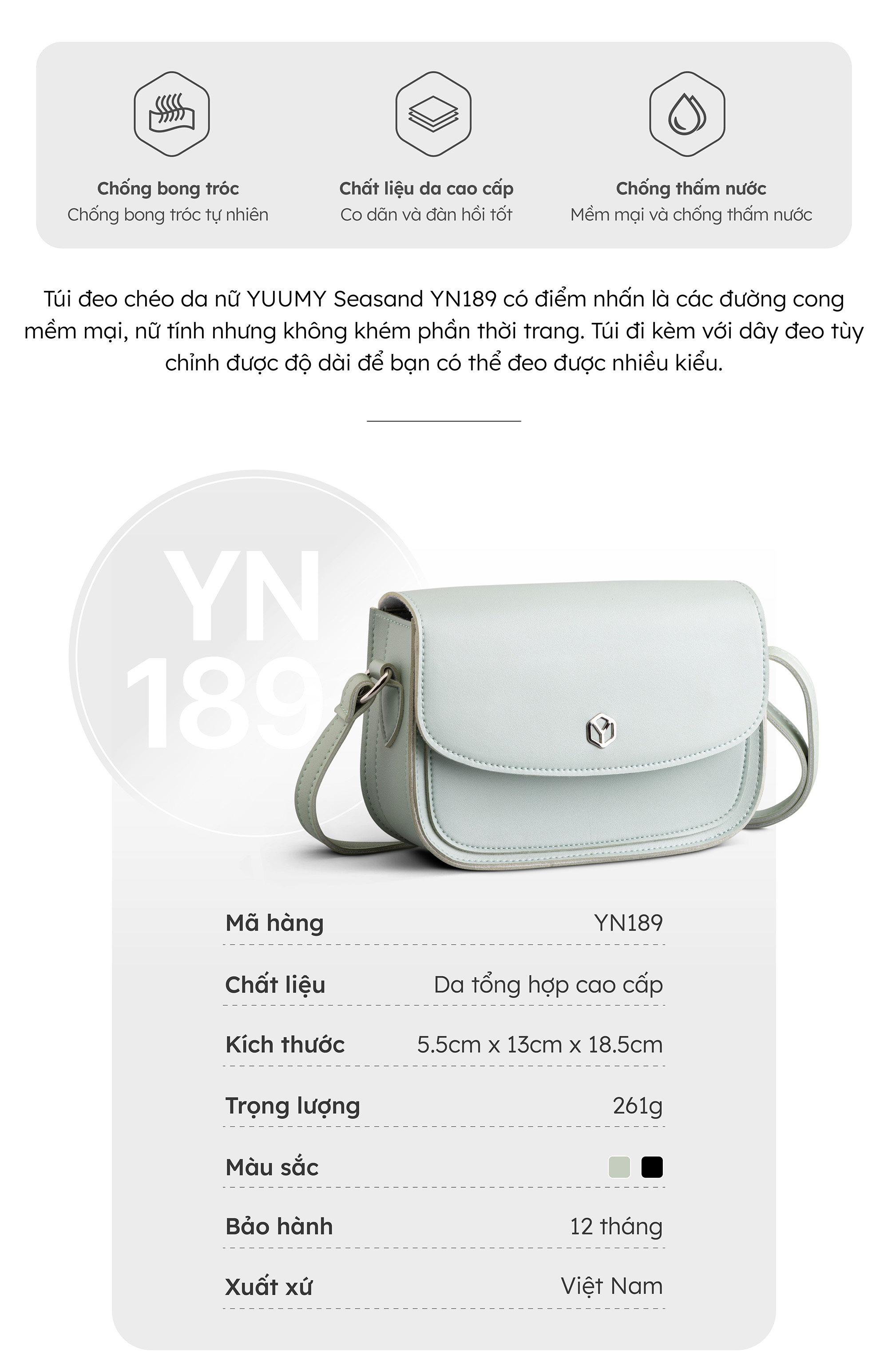 Túi đeo chéo nữ YUUMY ( Sành điệu mini Seasand YN189 )