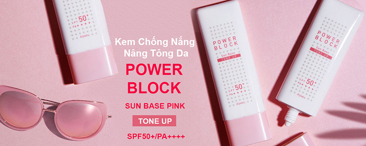 Kem Chống Nắng A'Pieu Power Block Tone Up Sun Base Pink Spf50+/Pa++++ 50Ml