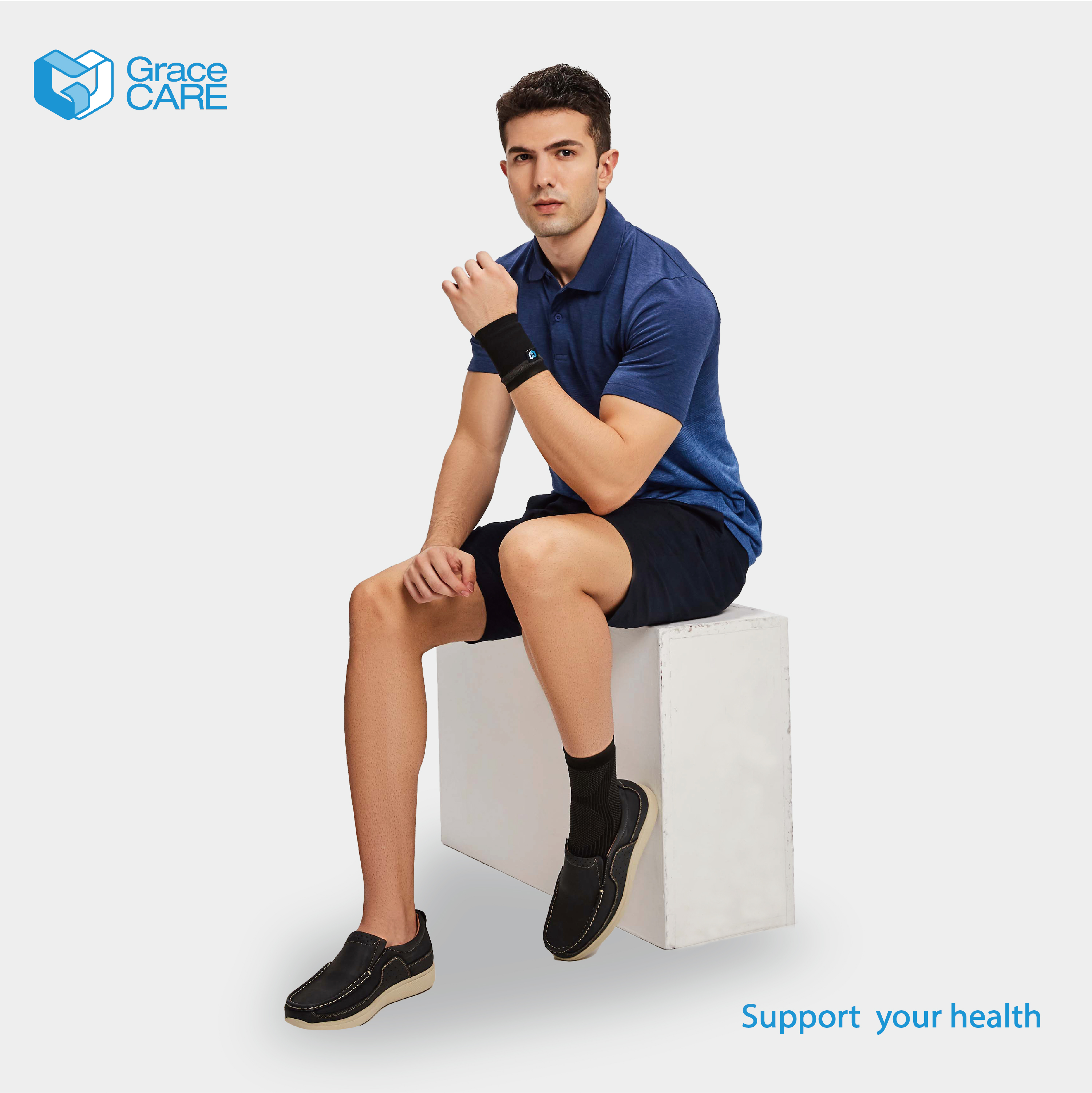 Đai Hỗ Trợ Cổ Tay Grace Care WD320 – Vải Dệt 3D Thoáng Khí, Co Giãn, Hỗ Trợ Vận Động, Thể Thao Nhẹ