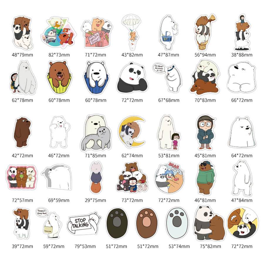 Set 100 Sticker Gia Đình Gấu