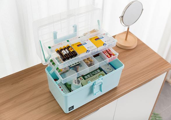 Youku large multi-function storage box 34*19*23cm portable medicine box household medicine oversized storage box toolbox household multi-layer storage box moisture-proof seal