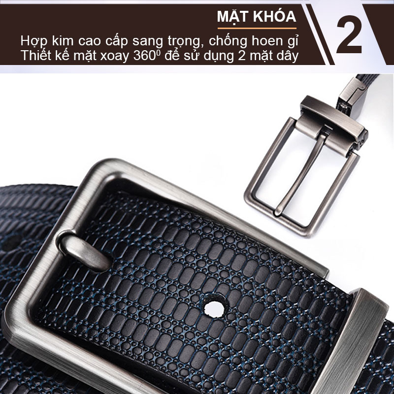 Dây nịt nam, Dây thắt lưng nam da bò hai mặt NIKITA DL1314