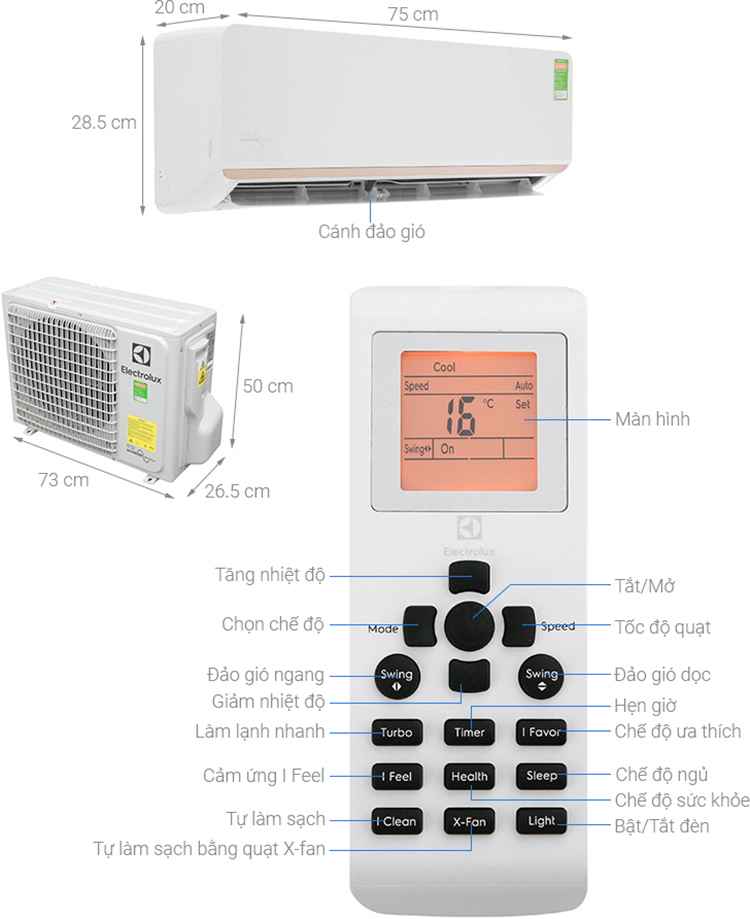 Điều hòa Inverter Electrolux ESV09CRR-C6 (9000BTU) - Hàng chính hãng - Chỉ giao tại Hà Nội