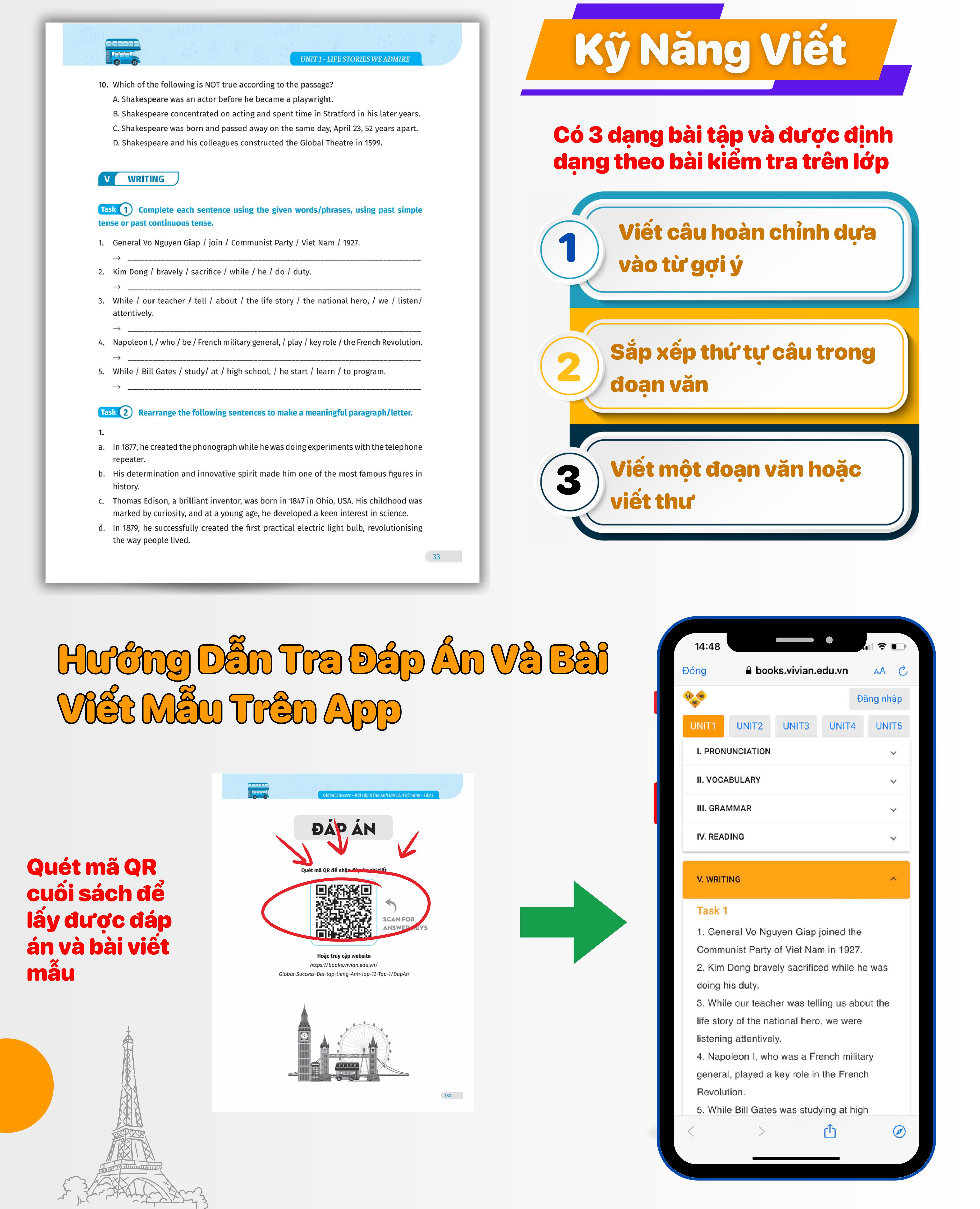 Bài tập tiếng Anh lớp 8, 4 kỹ năng Global Success (Có đáp án) – Tập 2 – ThS. Lê Vy – Anh ngữ Vivian