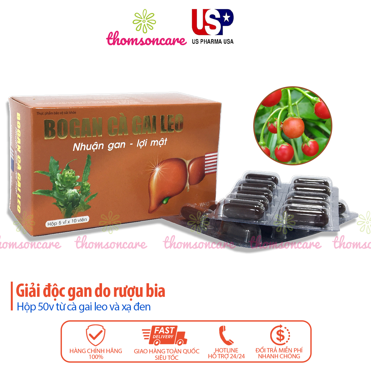 viên bổ gan cà gai leo bao phim - hộp 50 viên - giúp giải độc, thanh nhiệt mát gan, có thêm giảo cổ lam và xạ đen 1