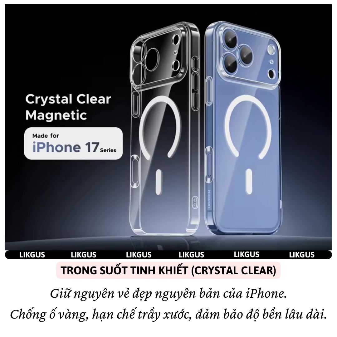 ốp lưng chống sốc sạc từ tính nam châm màng bảo vệ viền camera trong suốt cho iPhone 17 Pro Max / 17 Air / iP 17 Pro / 17 hiệu Likgus Lin Camshield Magnetic N52 - Chống sốc 2m, túi khí ẩn 4 góc, chống va đập, độ trong full HD - Hàng nhập khẩu