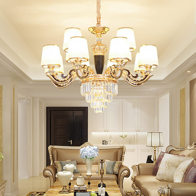 Đèn chùm HINN pha lê 12 tay trang trí nhà cửa hiện đại - kèm bóng Led chuyên dụng